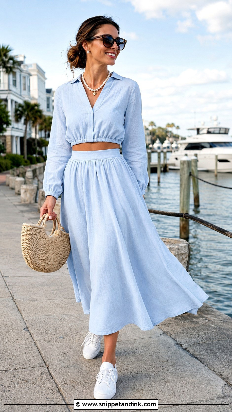 Charleston Coastal Blue Matching Set Outfit - Snippet and Ink - 20 Charleston Bachelorette Party Outfits