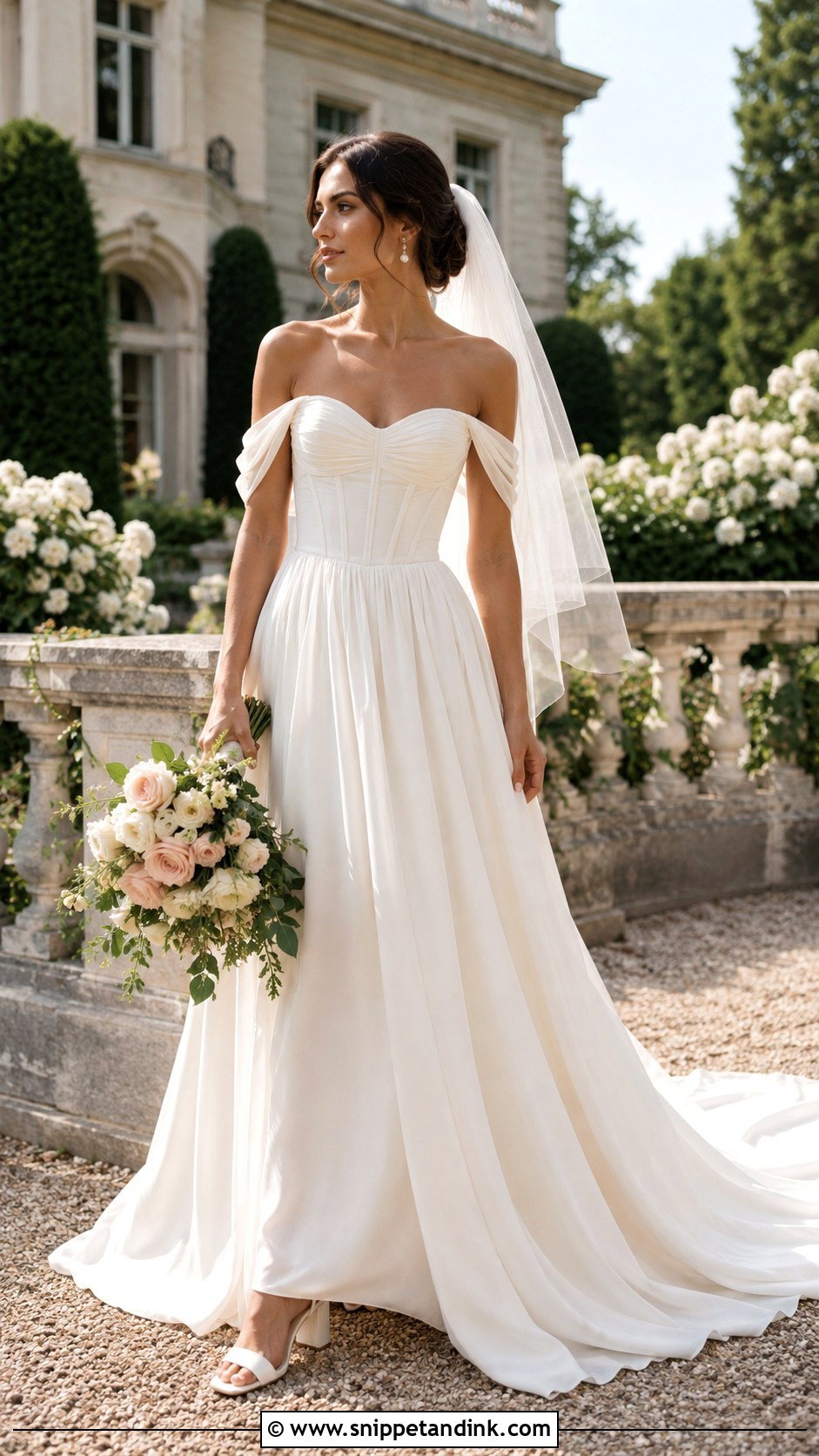 Charlotte Wedding Dress With Off Shoulder Sleeves - Snippet and Ink - 20 Charlotte Wedding Dress Ideas