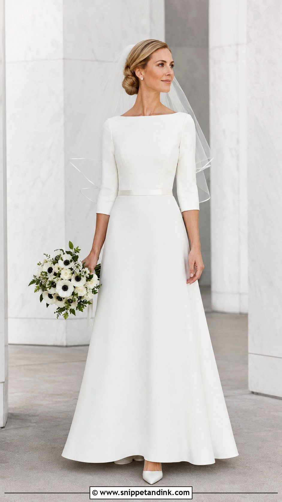 Charlotte York Boat Neck Crepe Wedding Dress - Snippet and Ink - 20 Charlotte York Wedding Dress Ideas