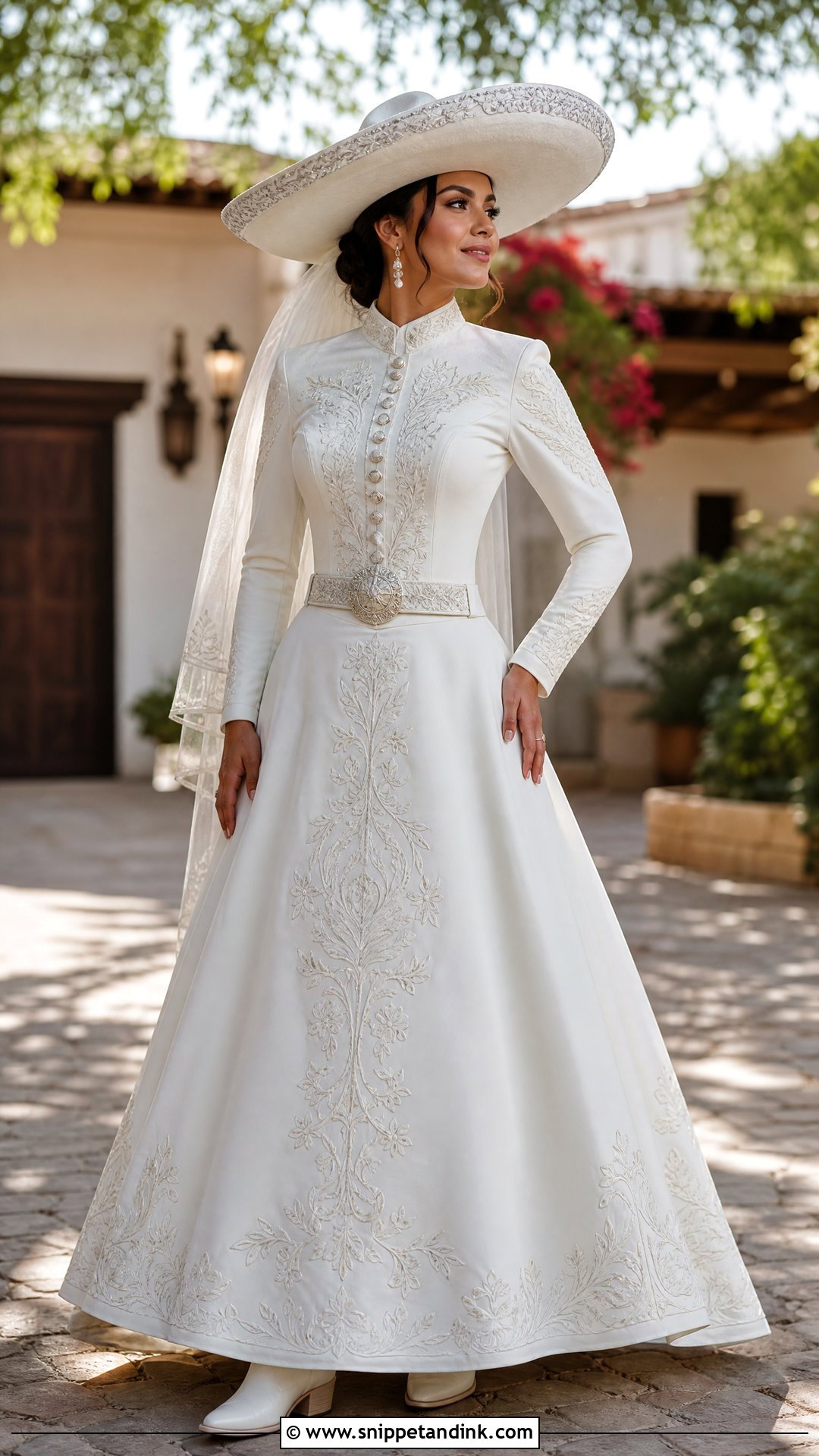 Charro A Line Wedding Dress With Sombrero - Snippet and Ink - 25 Charro Wedding Dress Ideas