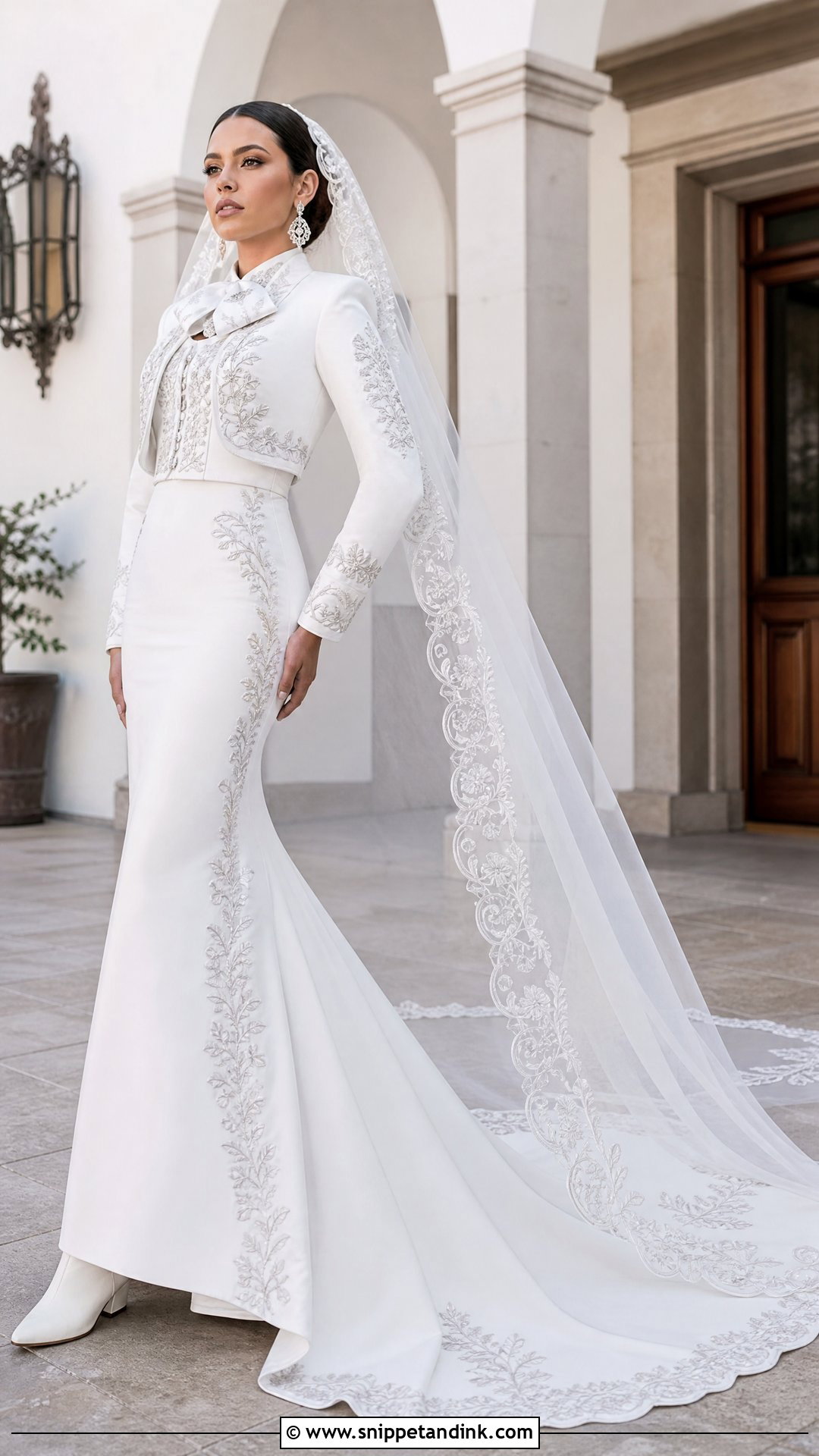 Charro Mermaid Wedding Dress With Long Sleeves - Snippet and Ink - 25 Charro Wedding Dress Ideas