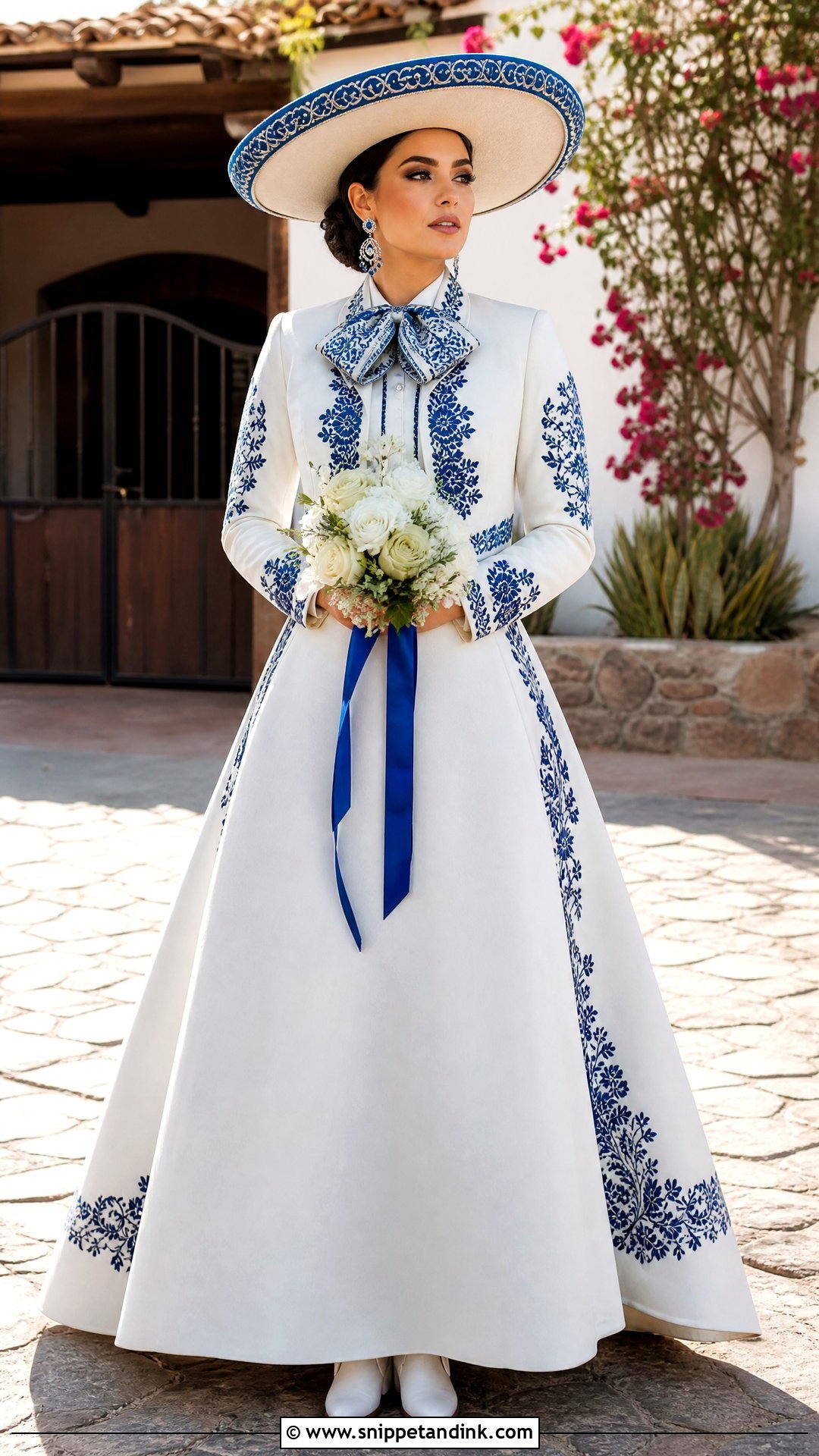 Charro Wedding Dress With Blue Embroidery - Snippet and Ink - 25 Charro Wedding Dress Ideas