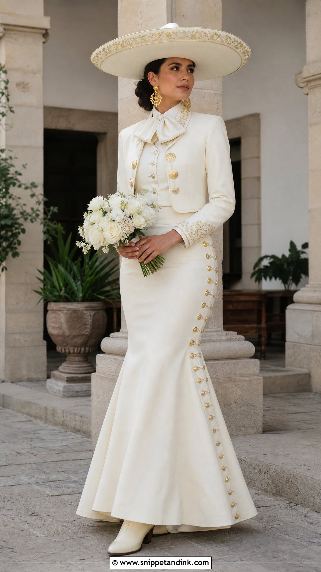 Charro Wedding Dress With Gold Button Details - Snippet and Ink - 25 Charro Wedding Dress Ideas