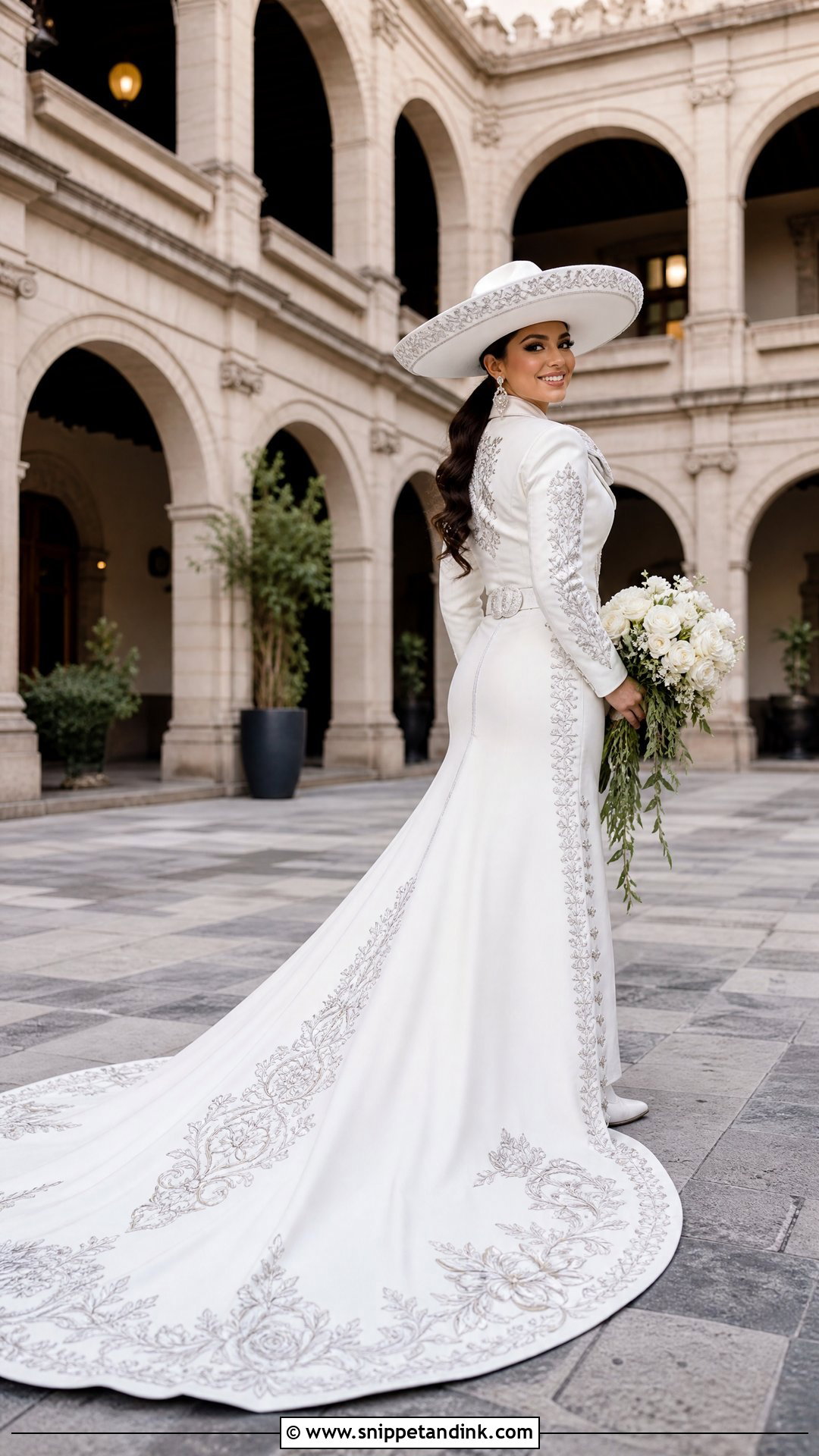 Charro Wedding Dress With Train And Sombrero - Snippet and Ink - 25 Charro Wedding Dress Ideas