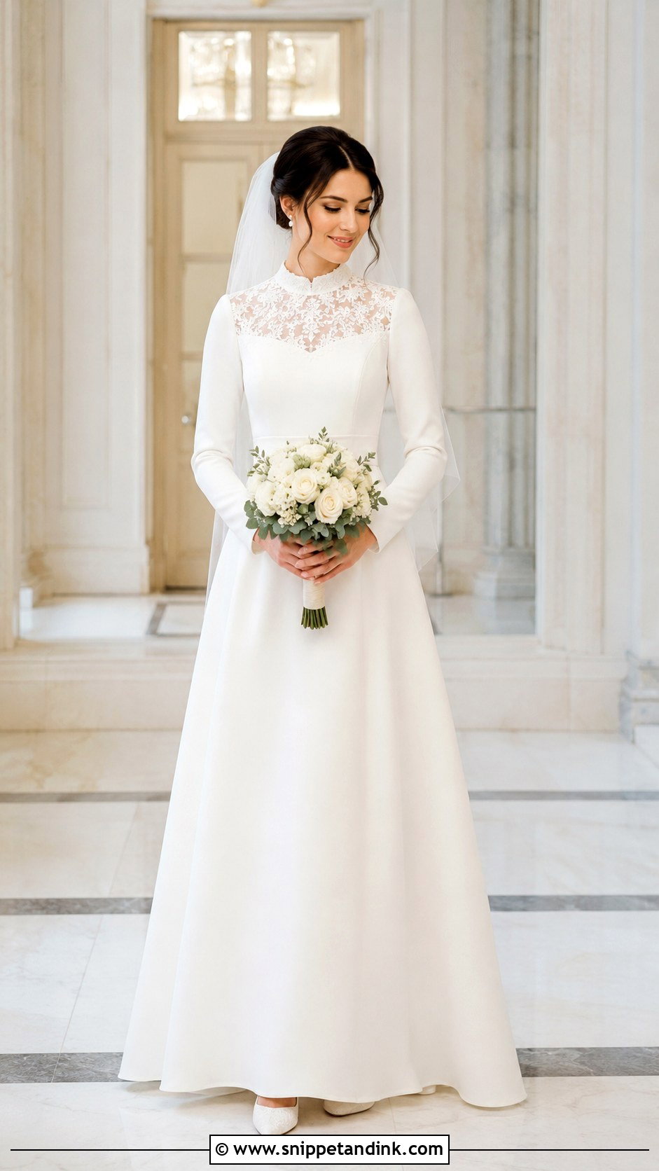 Cheap High Neck Modest Wedding Dress - Snippet and Ink - 20 Cheap Wedding Dresses Online