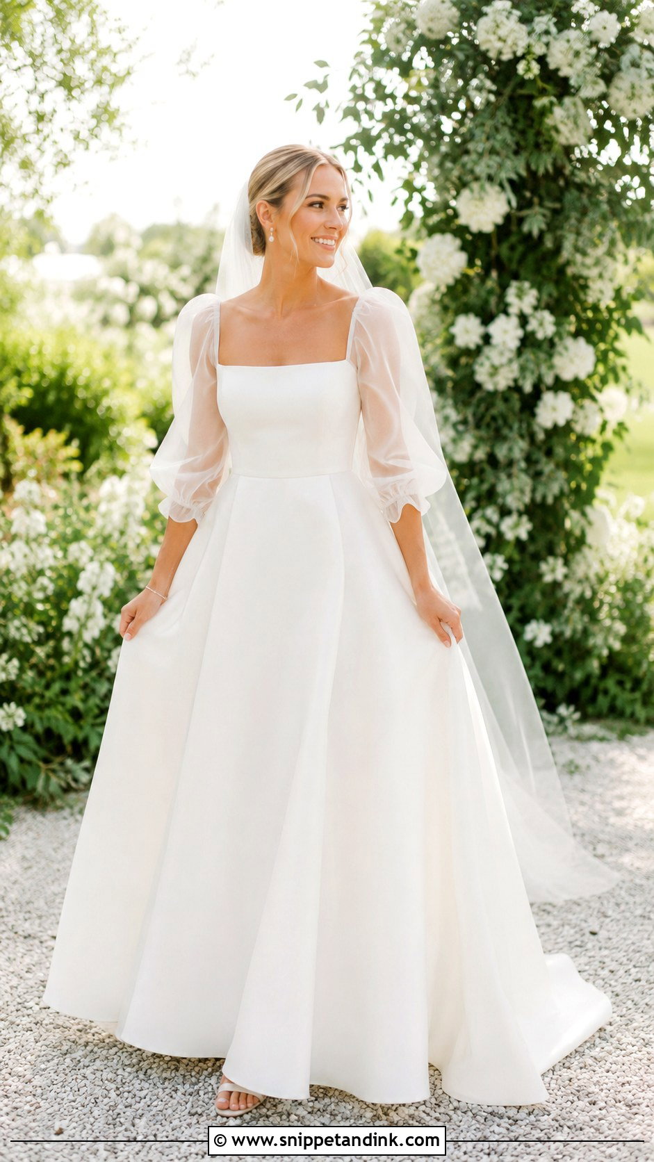 Cheap Puff Sleeve Wedding Dress - Snippet and Ink - 20 Cheap Wedding Dresses Online