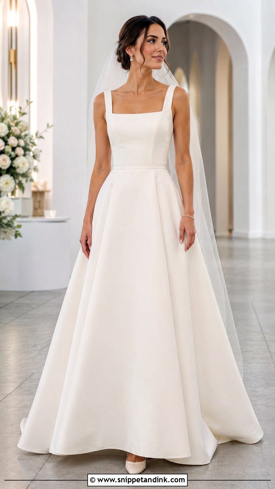 Cheap Square Neck A Line Wedding Dress - Snippet and Ink - 20 Cheap Wedding Dresses Online