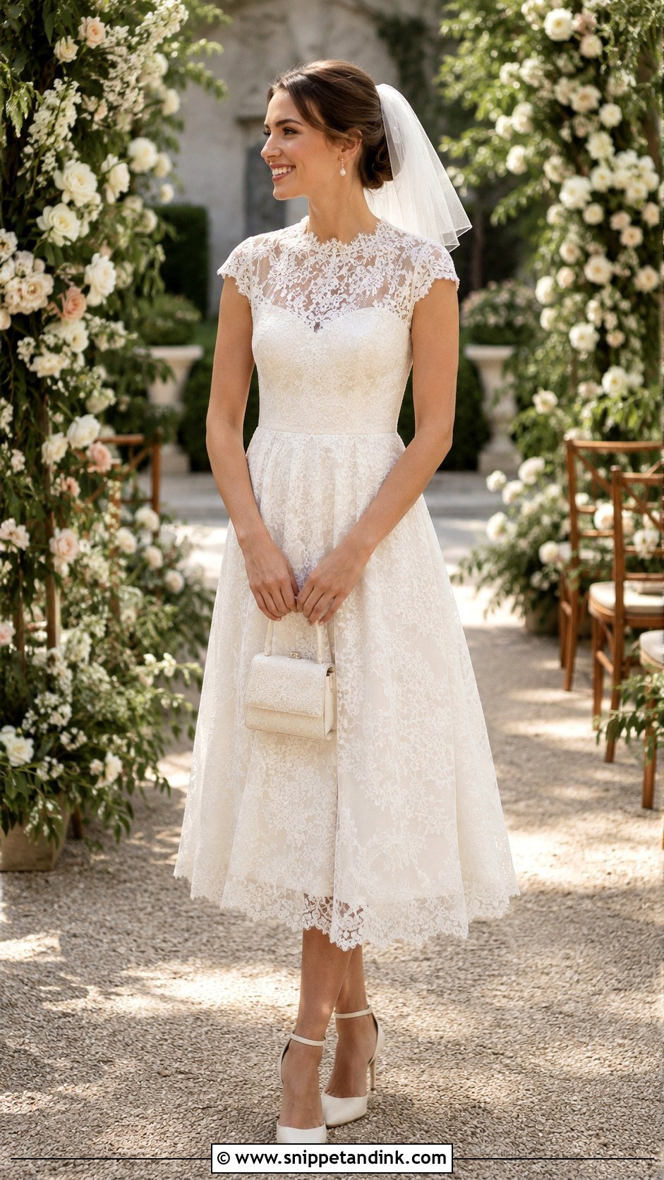 Cheap Tea Length Lace Wedding Dress - Snippet and Ink - 20 Cheap Wedding Dresses Online