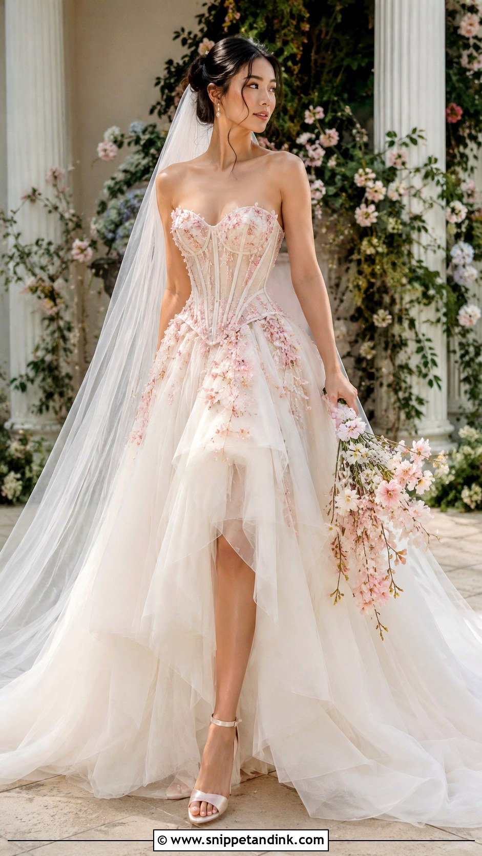 Cherry Blossom Corset Wedding Dress - Snippet and Ink - 20 Cherry Blossom Wedding Dress Ideas