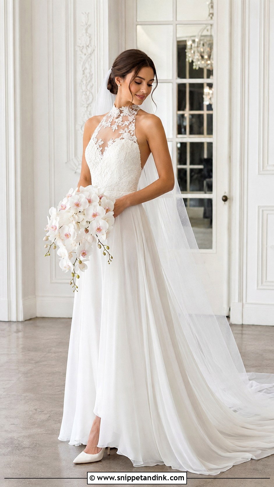 Cherry Blossom High Neck Wedding Dress - Snippet and Ink - 20 Cherry Blossom Wedding Dress Ideas