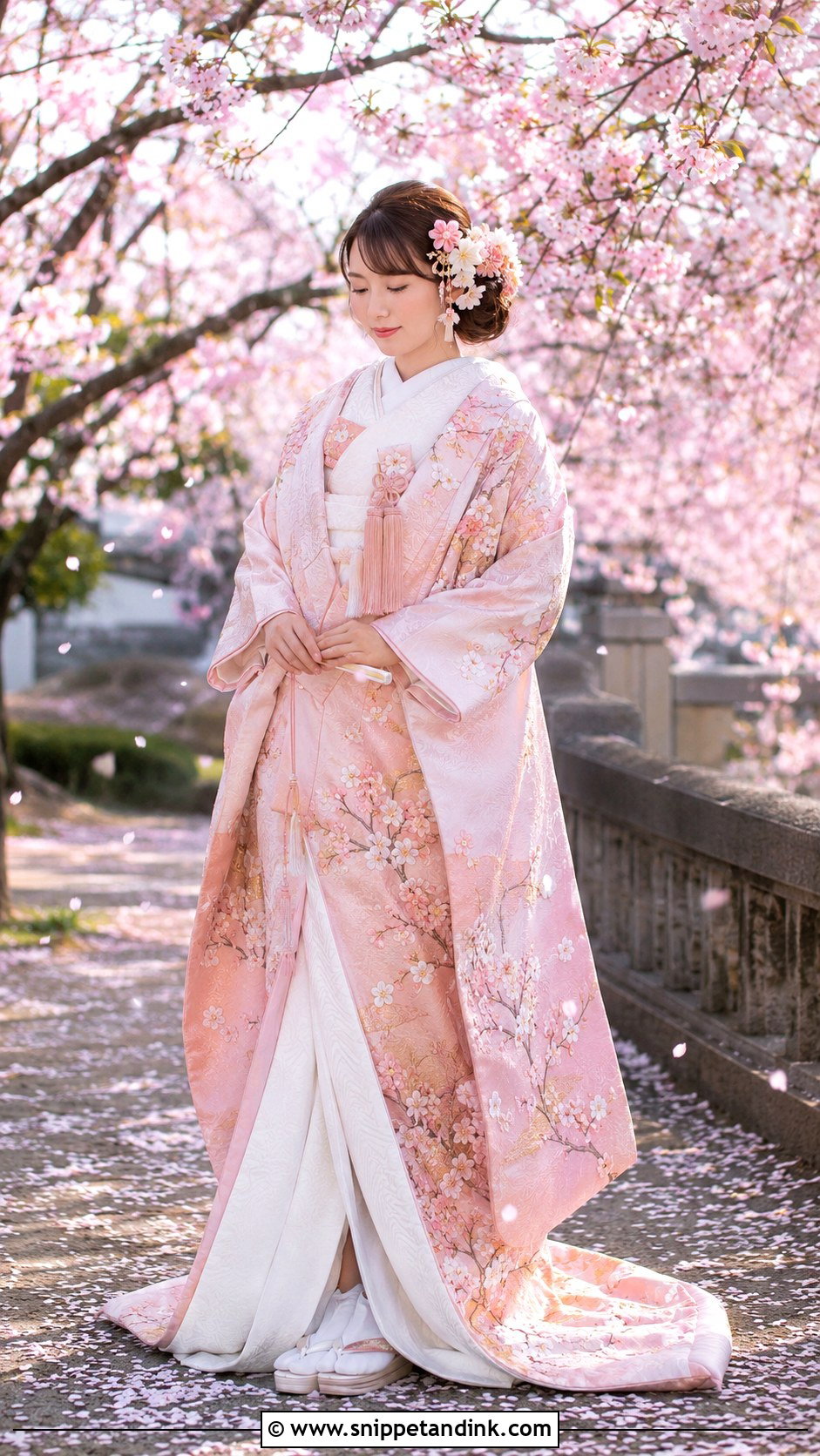 Cherry Blossom Japanese Wedding Dress - Snippet and Ink - 20 Japanese Wedding Dresses