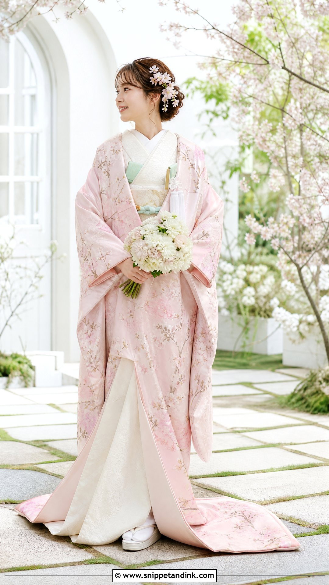 Cherry Blossom Kimono Wedding Dress - Snippet and Ink - 25 Kimono Wedding Dress Ideas