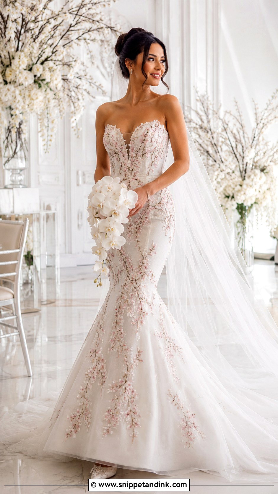 Cherry Blossom Mermaid Wedding Dress - Snippet and Ink - 20 Cherry Blossom Wedding Dress Ideas