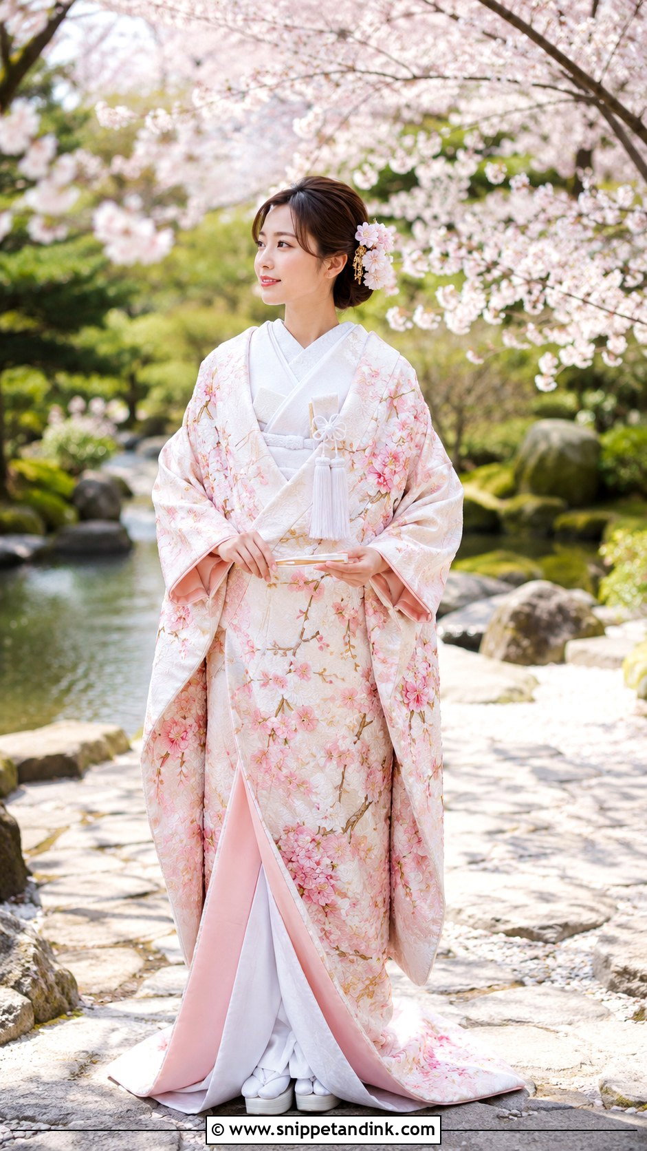 Cherry Blossom Uchikake Wedding Kimono - Snippet and Ink - 25 Traditional Japanese Wedding Dress Ideas
