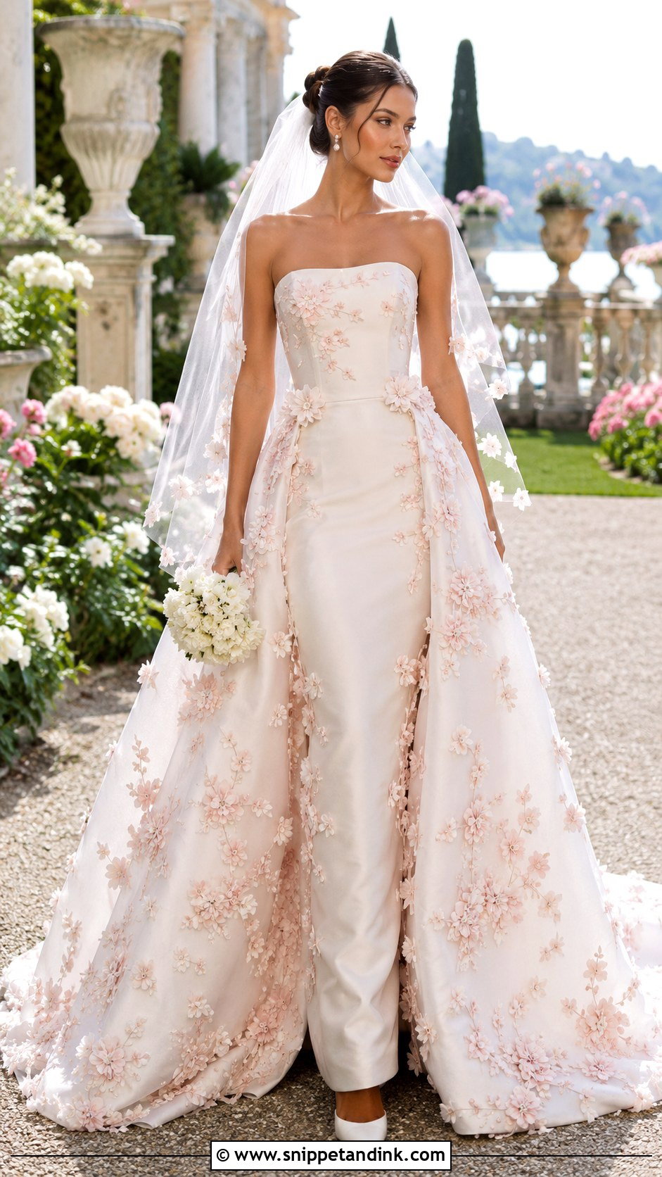 Cherry Blossom Wedding Dress With Detachable Train - Snippet and Ink - 20 Cherry Blossom Wedding Dress Ideas