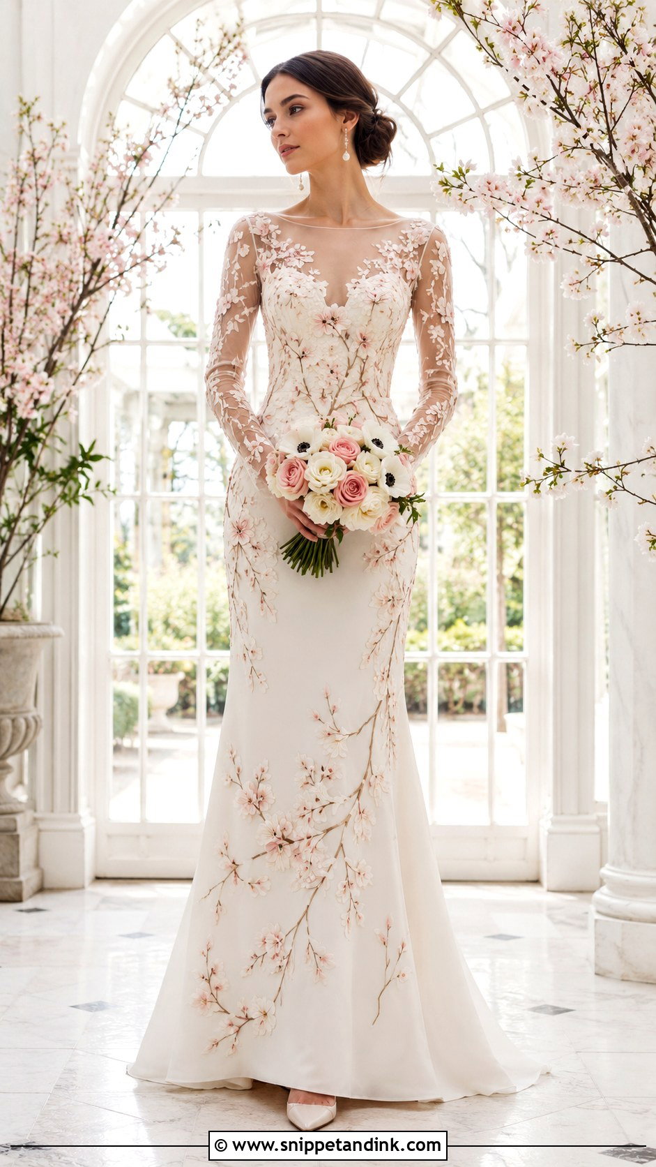 Cherry Blossom Wedding Dress With Sleeves - Snippet and Ink - 20 Cherry Blossom Wedding Dress Ideas