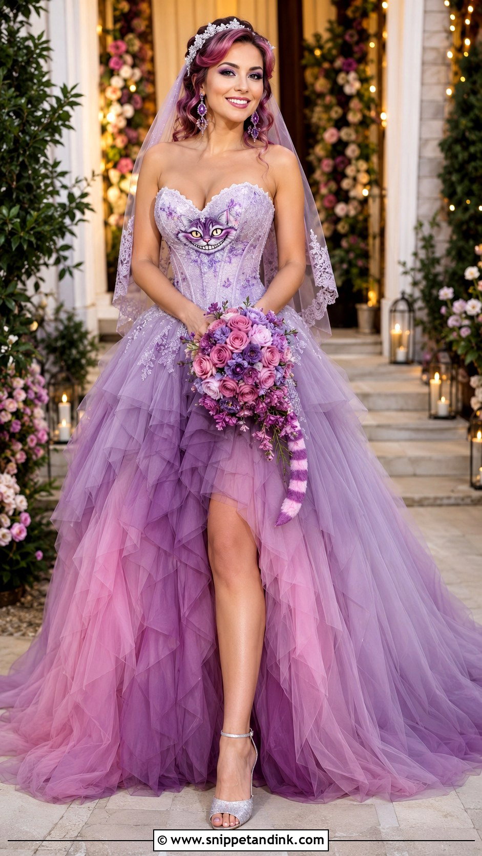 Cheshire Cat Alice in Wonderland Wedding Dress - Snippet and Ink - 20 Alice in Wonderland Wedding Dress Ideas