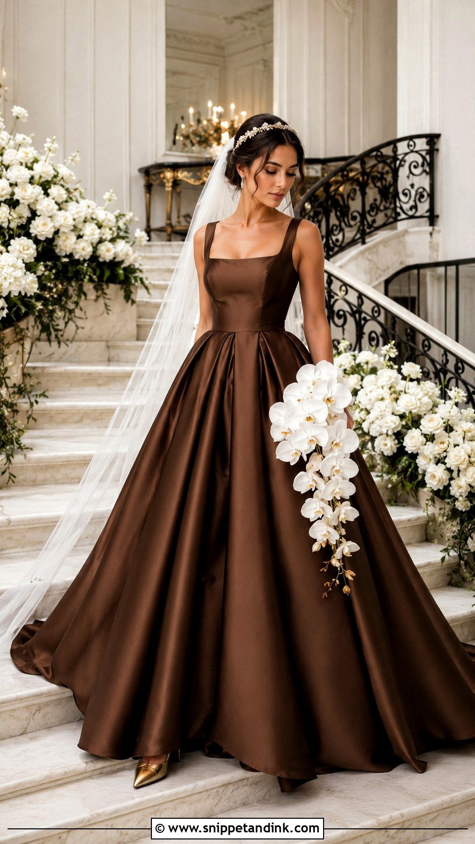 Chestnut Brown Ball Gown Wedding Dress - Snippet and Ink - 20 Brown Wedding Dresses
