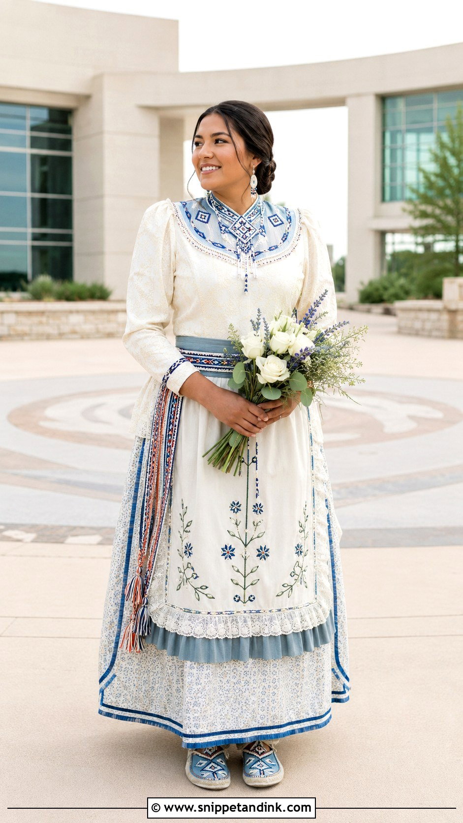 Chickasaw Prairie Wedding Dress With Apron - Snippet and Ink - 20 Native Wedding Dress Ideas