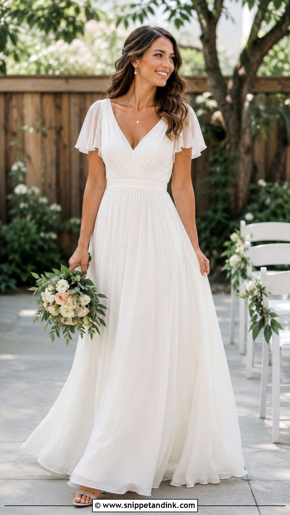 Chiffon A Line Backyard Wedding Dress - Snippet and Ink - 20 Backyard Wedding Dresses