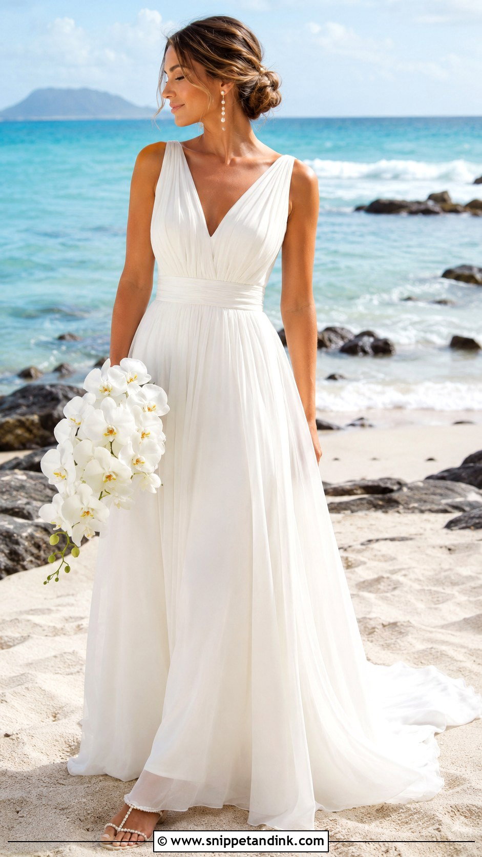 Chiffon A Line Beach Bridal Gown - Snippet and Ink - 20 Beach Bridal Ideas