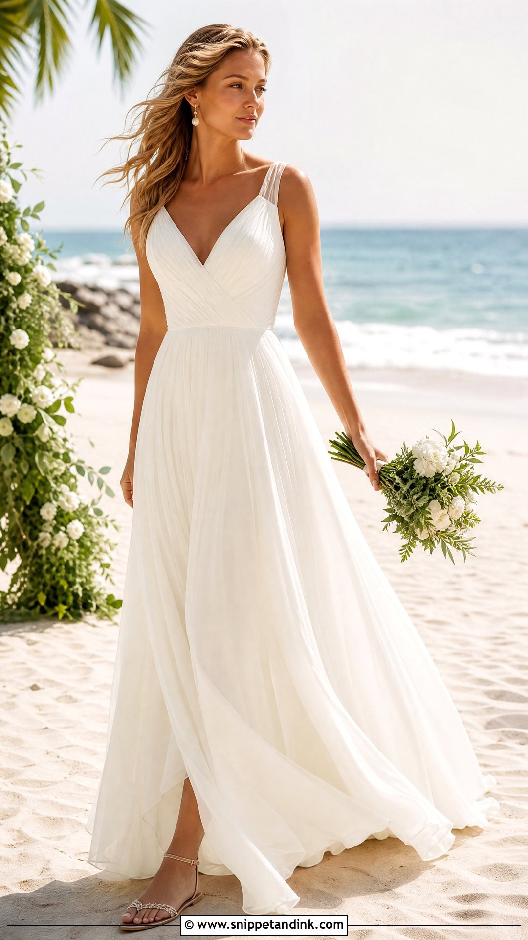 Chiffon A Line Beach Bridal Gown - Snippet and Ink - 25 Beach Bridal Gown Ideas