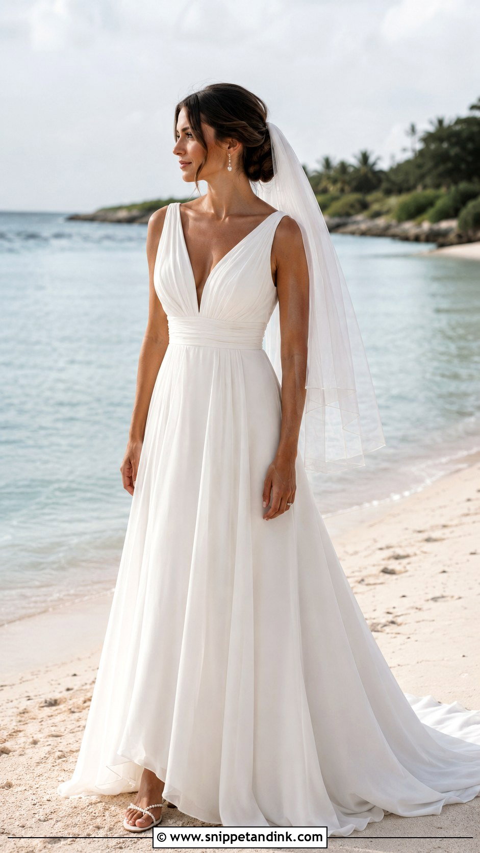 Chiffon A Line Beach Wedding Dress - Snippet and Ink - 20 Elegant Beach Wedding Dress Ideas