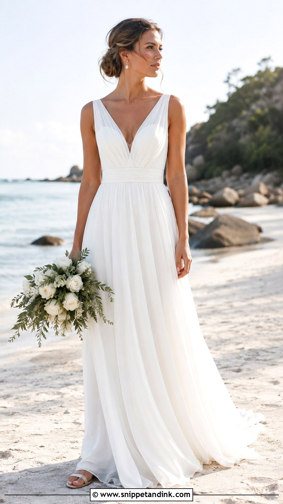 Chiffon A Line Beach Wedding Dress - Snippet and Ink - 20 Flowy Beach Wedding Dress Ideas