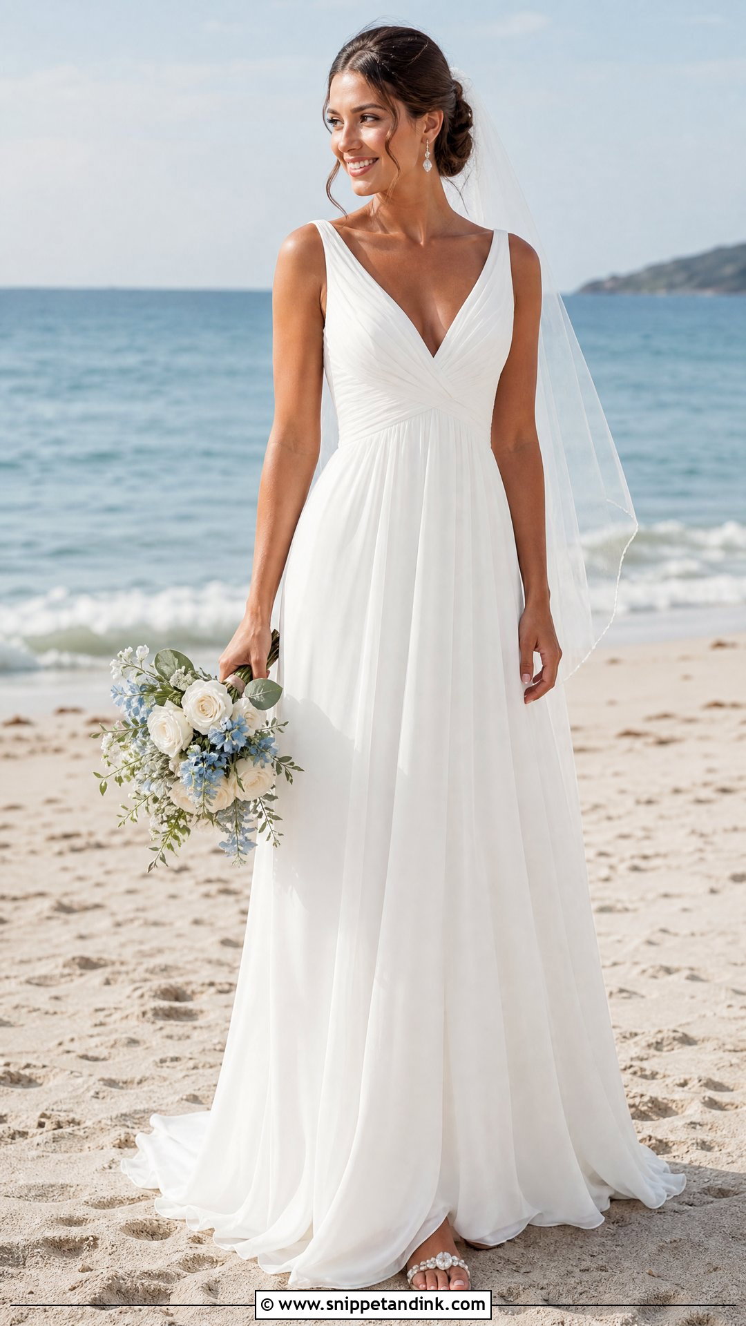 Chiffon A Line Beach Wedding Dress - Snippet and Ink - 20 Summer Wedding Dress Beach Ideas