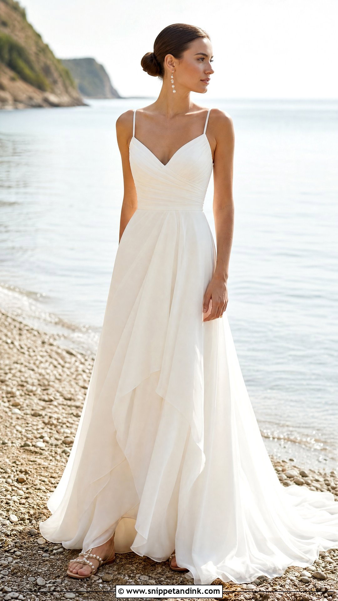 Chiffon A Line Beach Wedding Gown - Snippet and Ink - 25 Beach Wedding Gowns