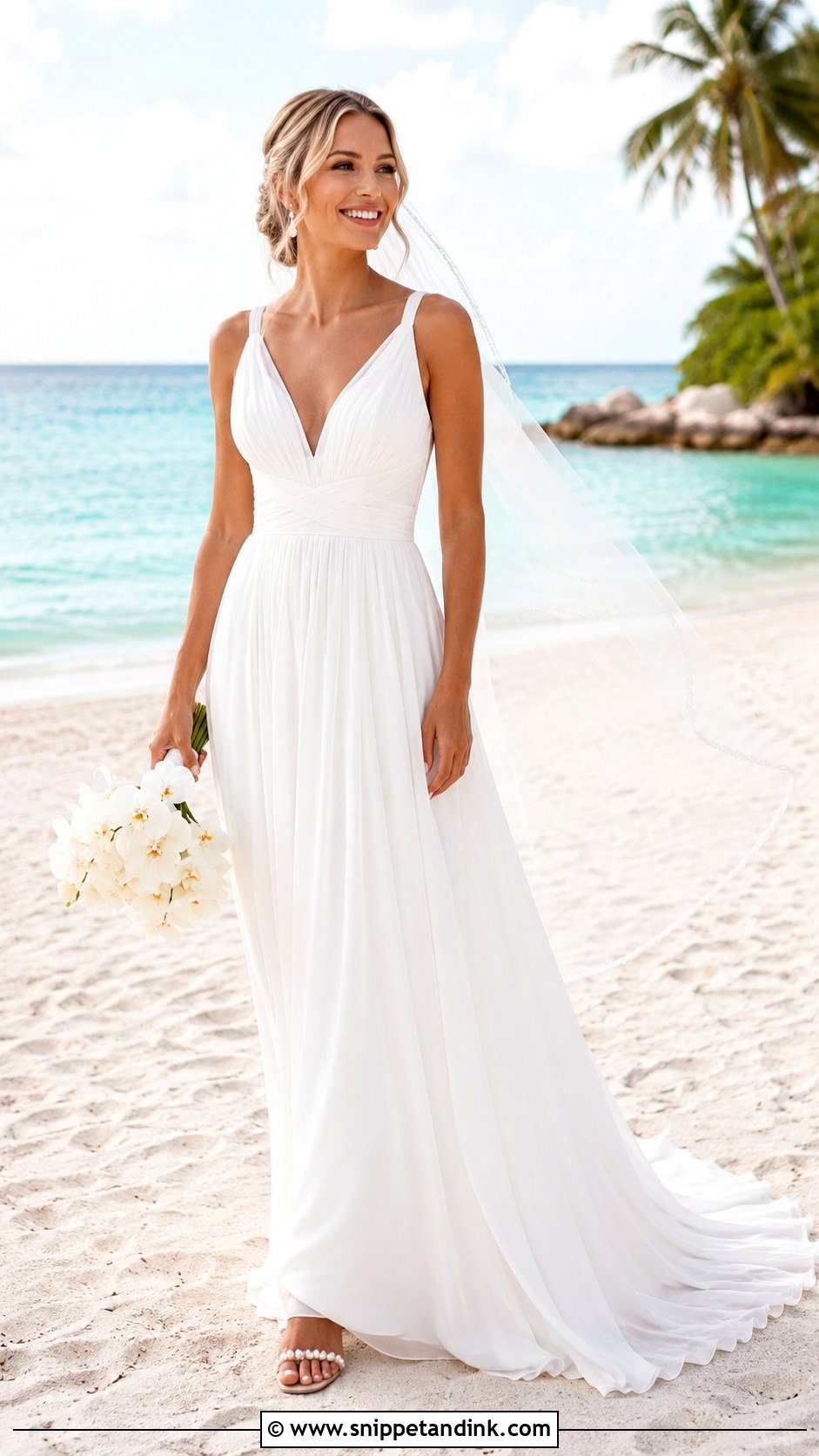 Chiffon A Line Caribbean Wedding Dress - Snippet and Ink - 20 Caribbean Wedding Dress Ideas