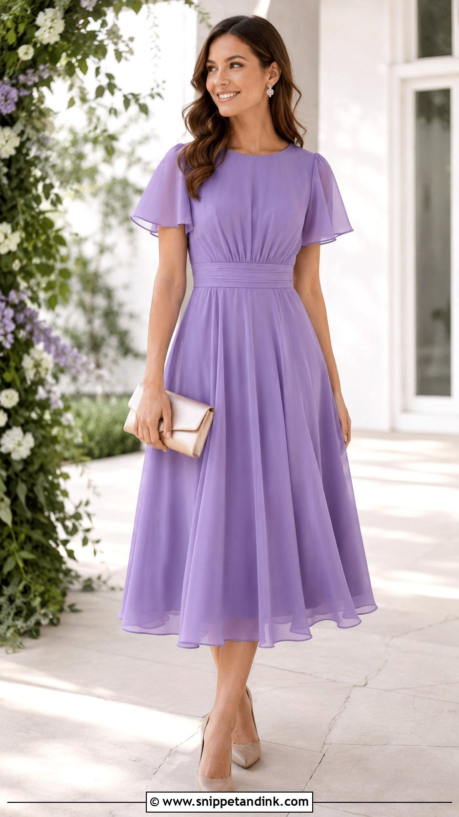 Chiffon A Line Dress Wedding Guest Outfit - Snippet and Ink - 20 Best Lady Style for Wedding Ideas