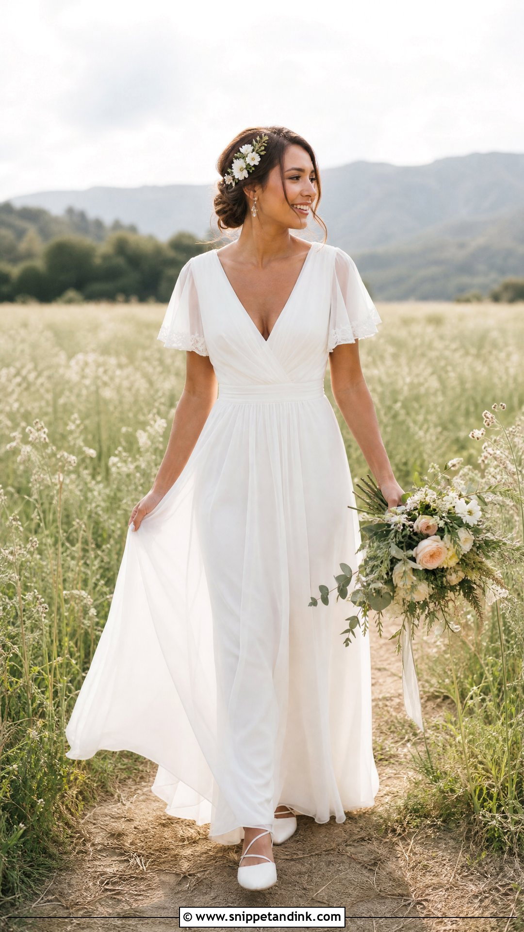 Chiffon A Line Elopement Wedding Dress - Snippet and Ink - 20 Simple Elopement Wedding Dress Ideas