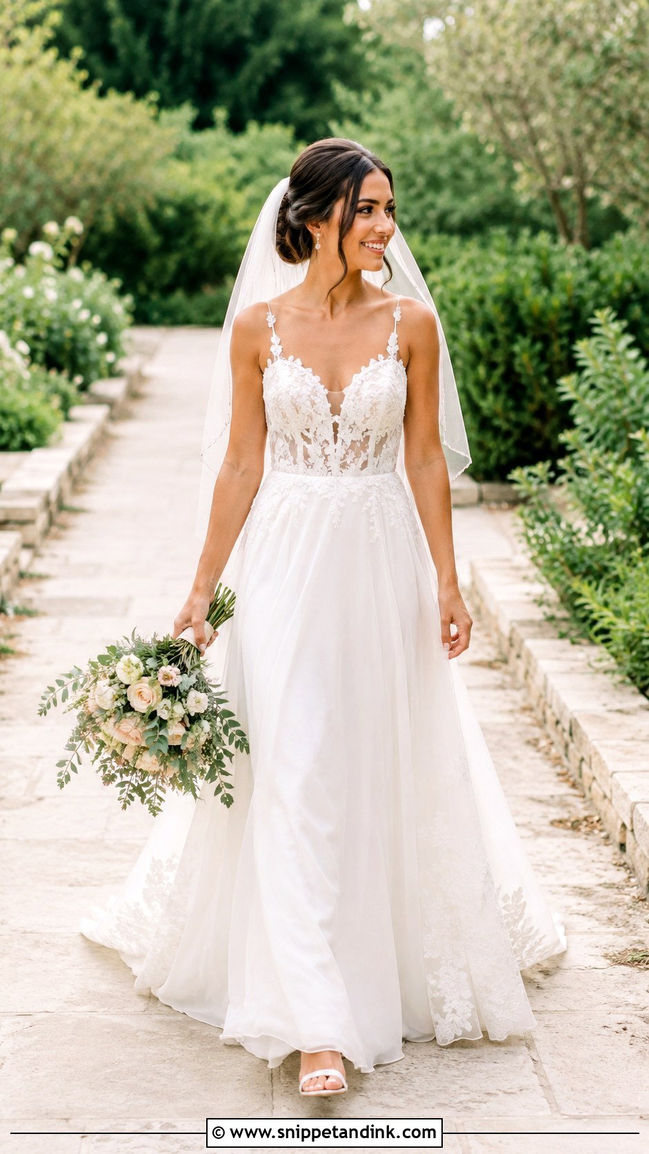 Chiffon A Line Evangeline Wedding Dress - Snippet and Ink - 20 Evangeline Wedding Dress Ideas