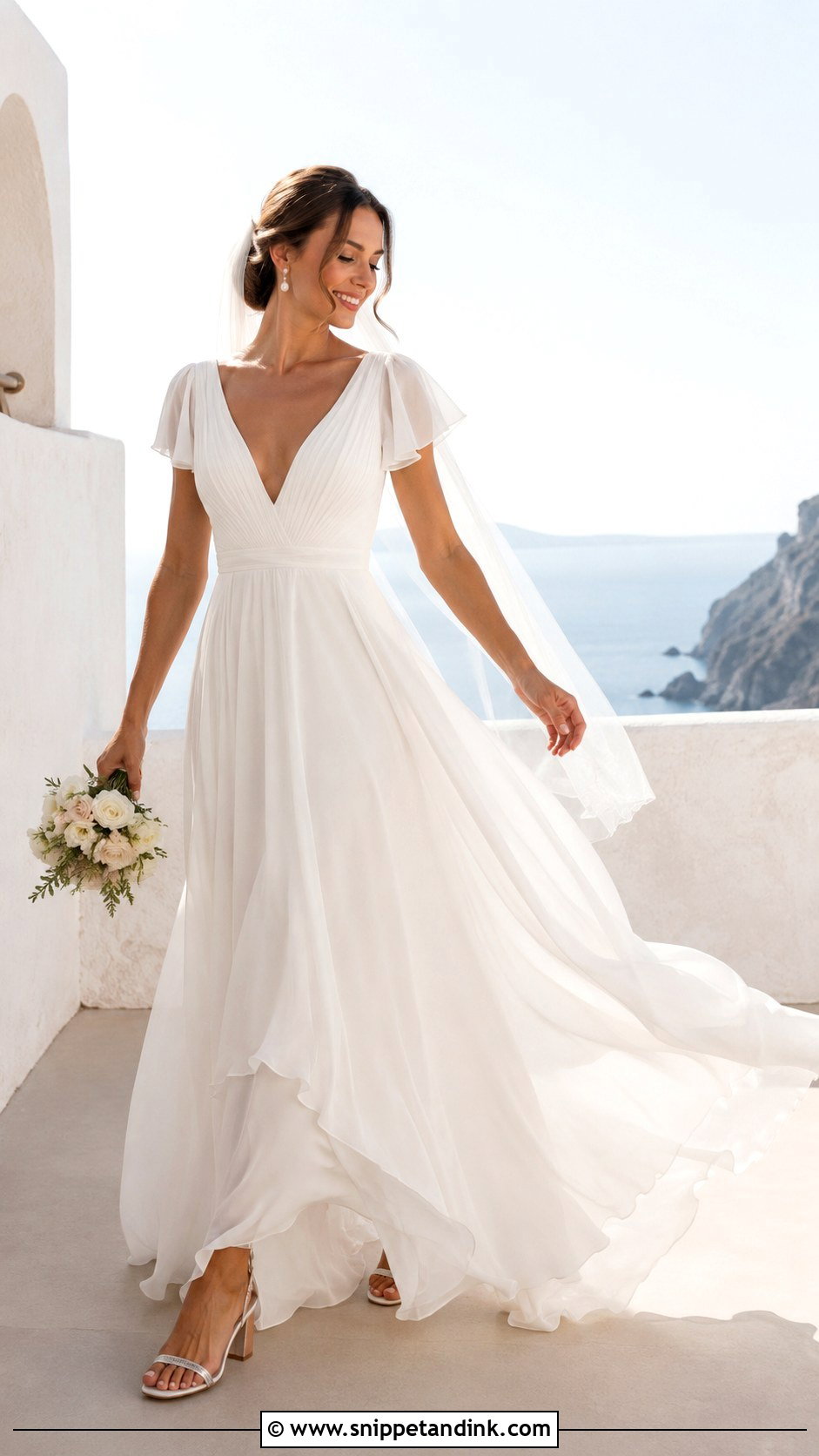 Chiffon A Line French Wedding Dress - Snippet and Ink - 20 French Wedding Dresses