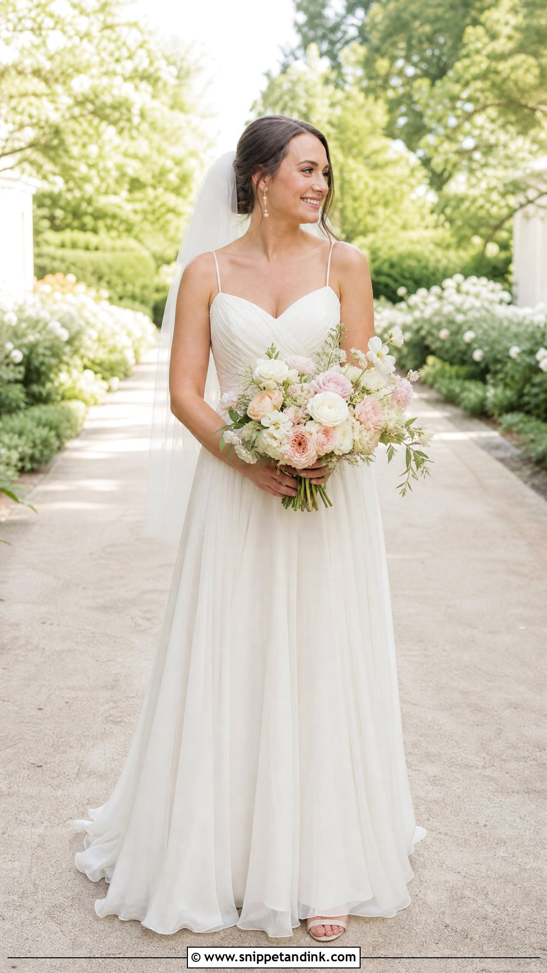 Chiffon A Line Garden Wedding Gown - Snippet and Ink - 25 Garden Wedding Gown Ideas