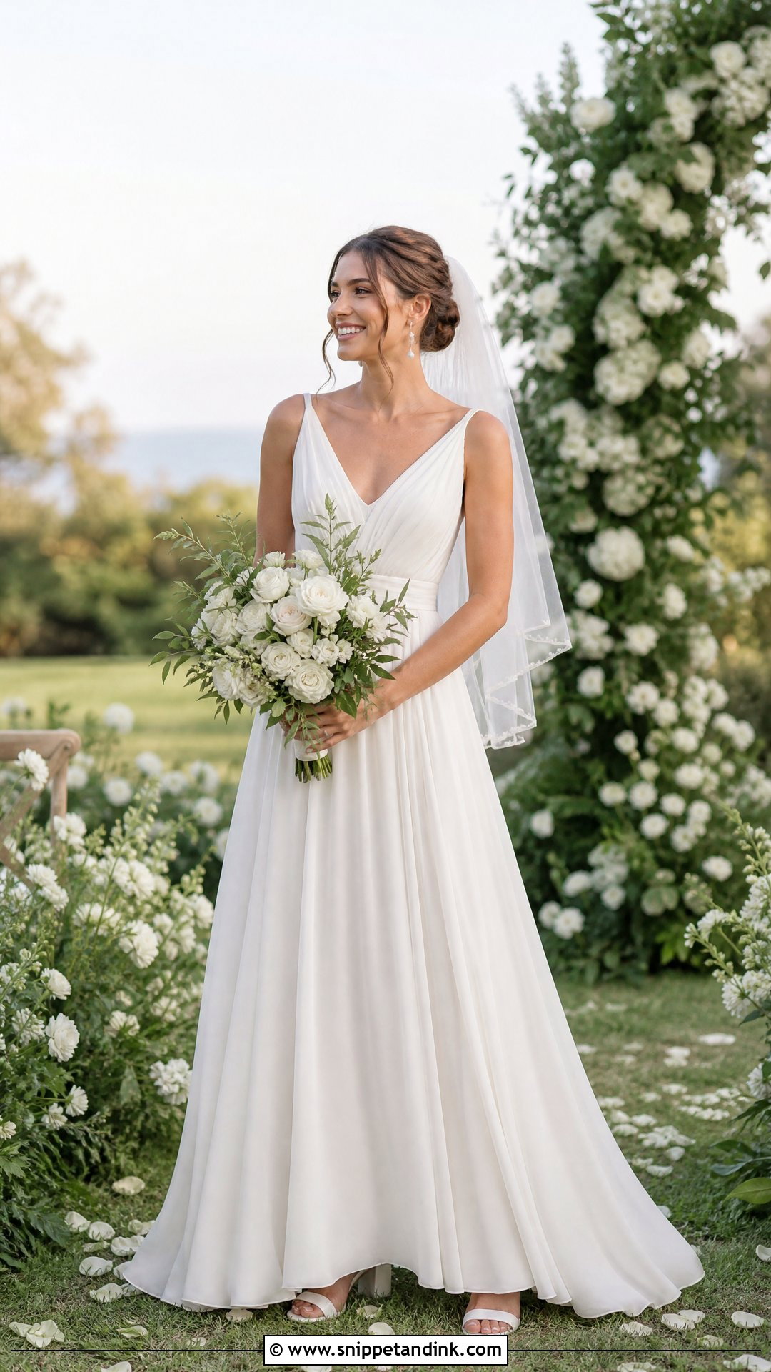 Chiffon A Line Outdoor Wedding Dress - Snippet and Ink - 20 Outdoor Wedding Dresses