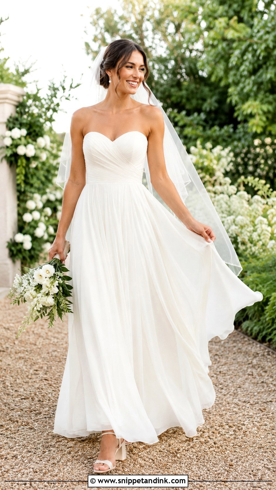 Chiffon A Line Summer Wedding Dress - Snippet and Ink - 20 Summer Wedding Dress for Bride Ideas