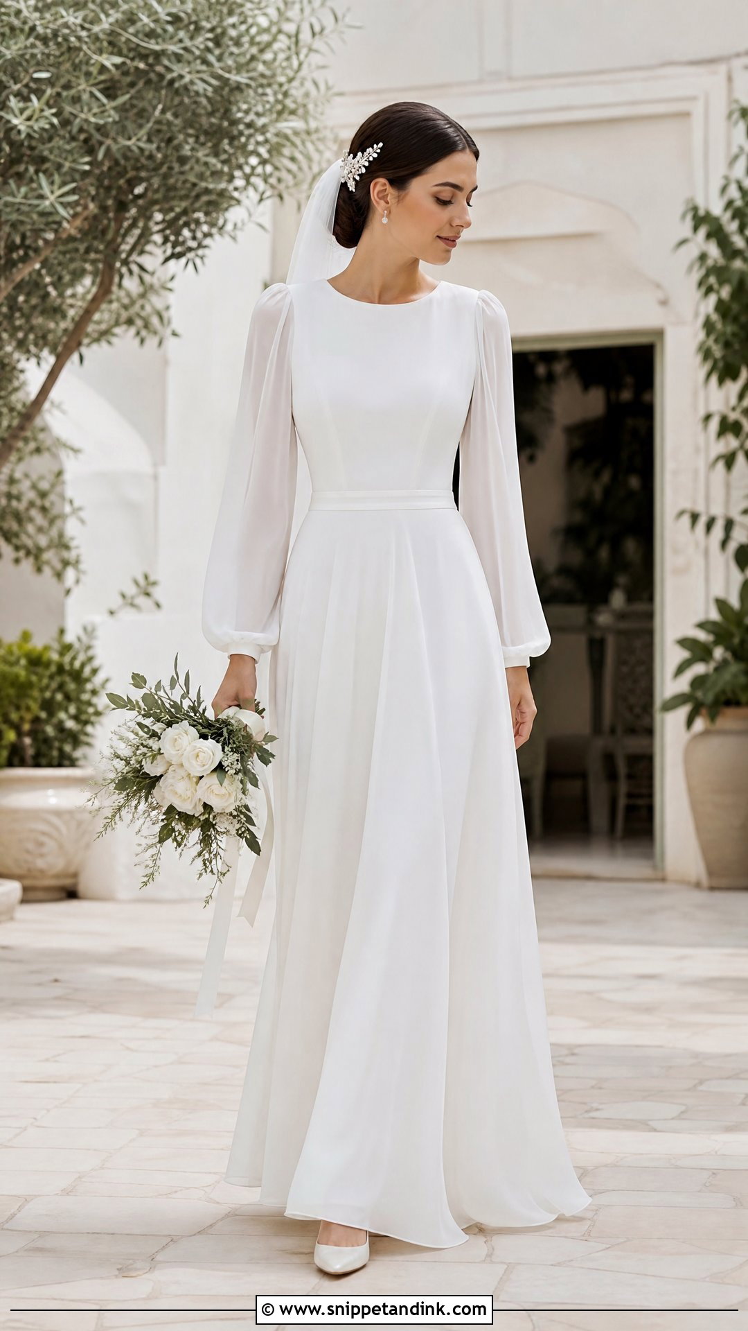 Chiffon A Line Temple Wedding Dress - Snippet and Ink - 20 Temple Wedding Dresses