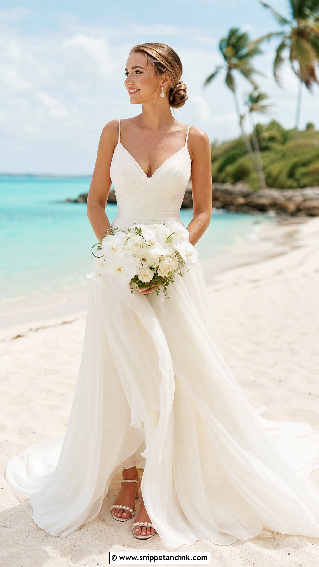 Chiffon A Line Tropical Wedding Dress - Snippet and Ink - 20 Tropical Wedding Dresses