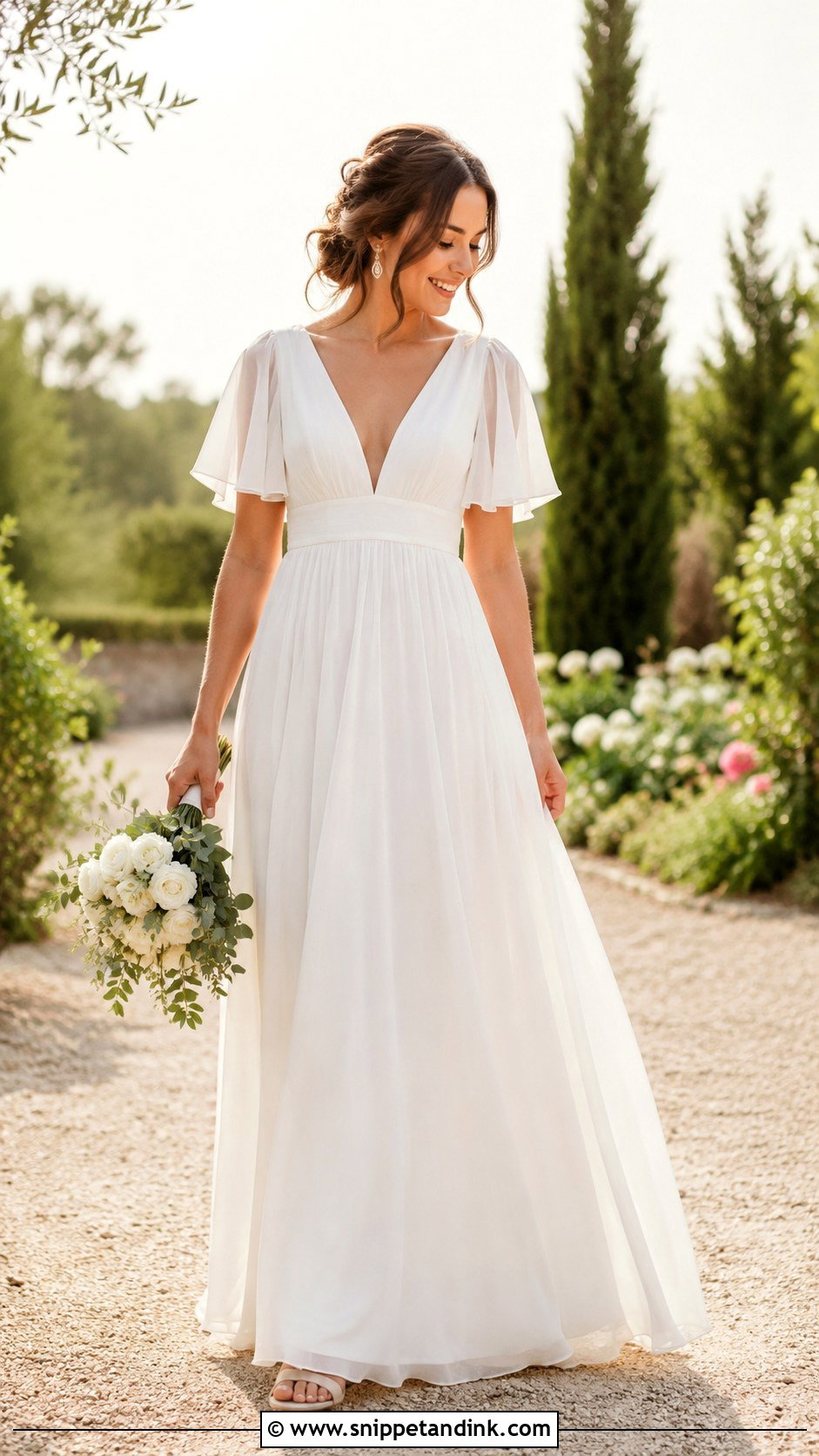 Chiffon A Line Wedding Dress - Snippet and Ink - 25 Intimate Wedding Dress Ideas