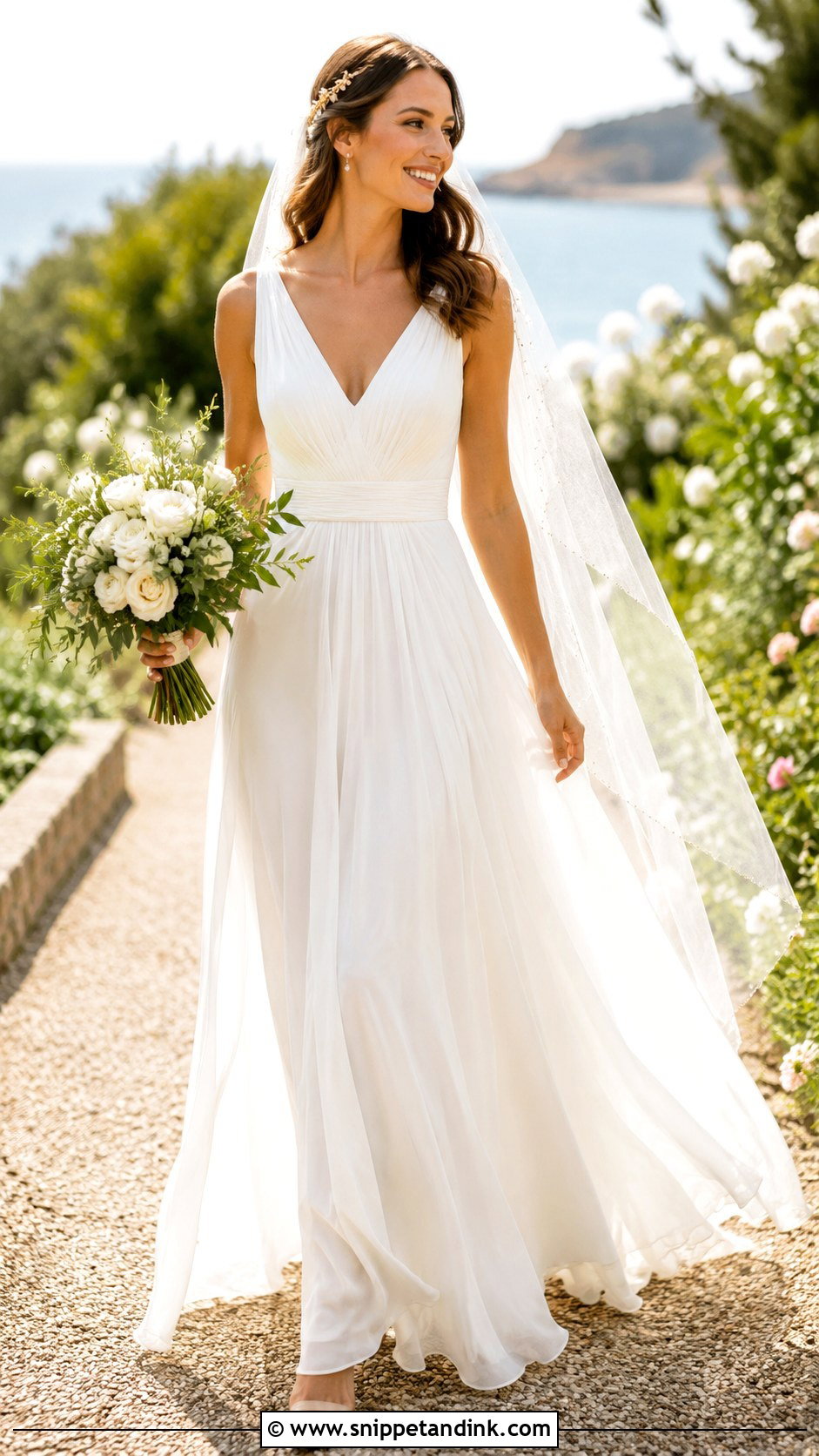 Chiffon A Line Wedding Dress - Snippet and Ink - 20 A Frame Wedding Dresses