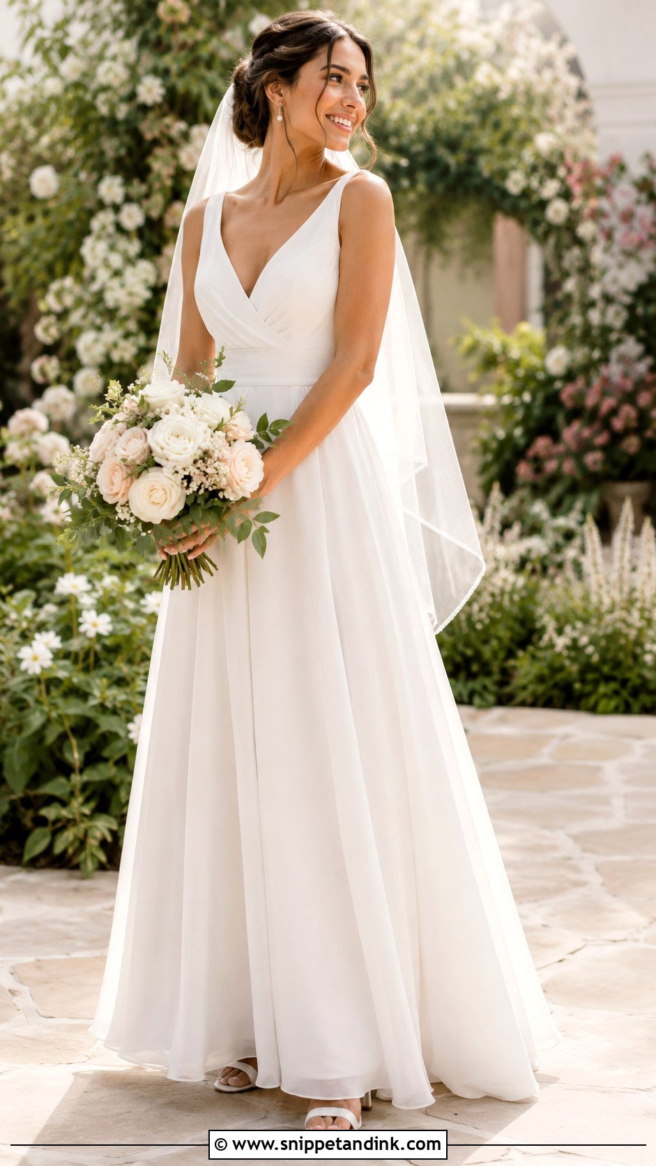 Chiffon A Line Wedding Dress - Snippet and Ink - 20 Comfy Wedding Dress Ideas