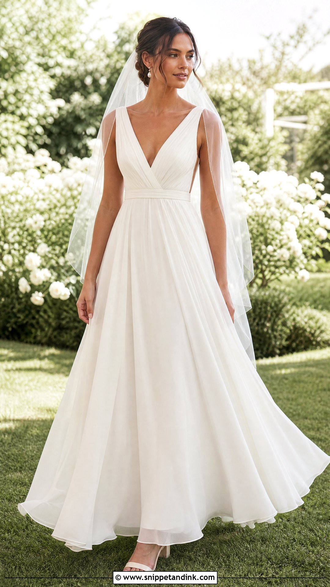 Chiffon A Line Wedding Dress - Snippet and Ink - 20 Wedding Dress for Outdoor Wedding Ideas