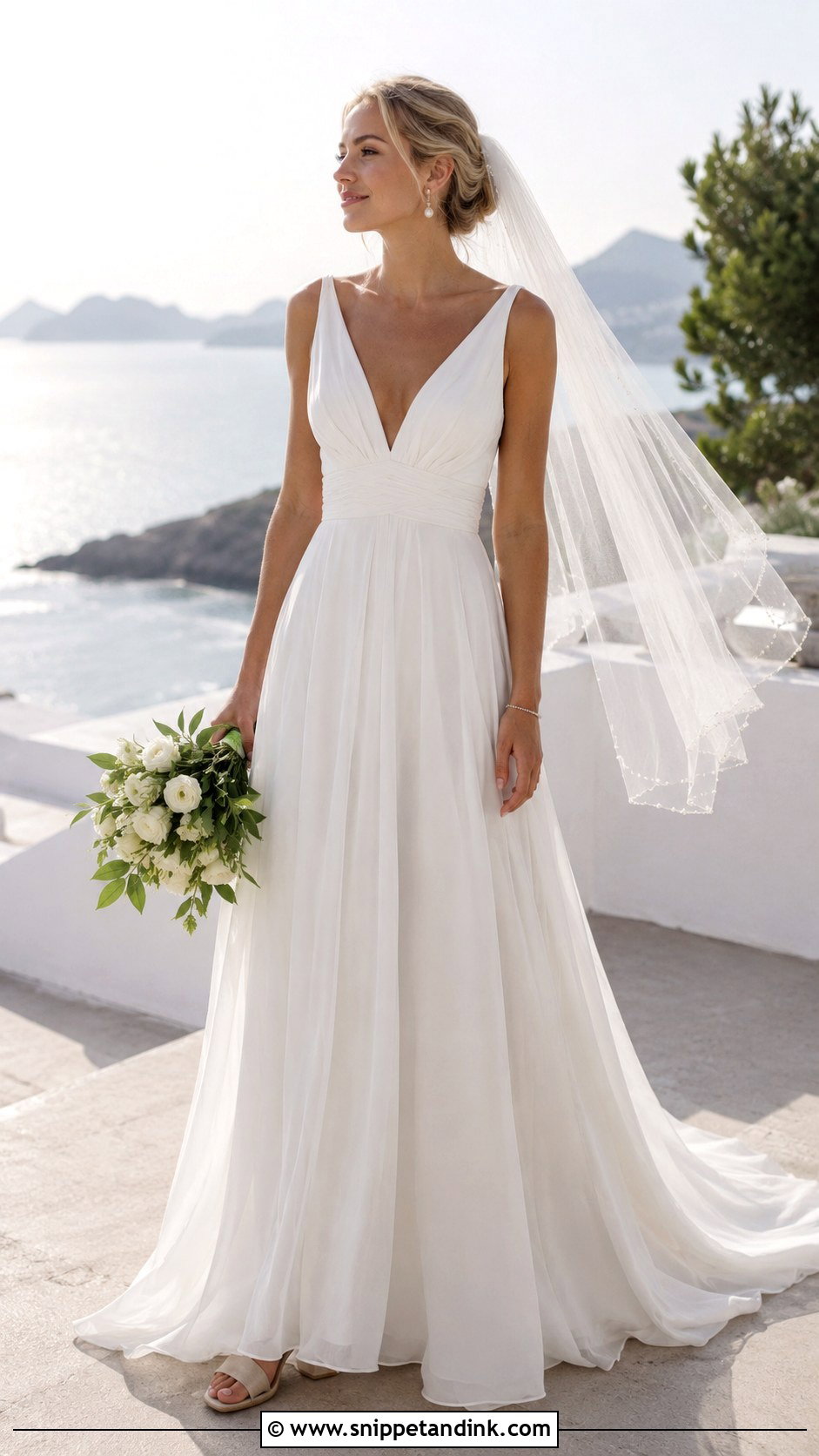 Chiffon A Line Wedding Dress - Snippet and Ink - 20 Lightweight Wedding Dress Ideas