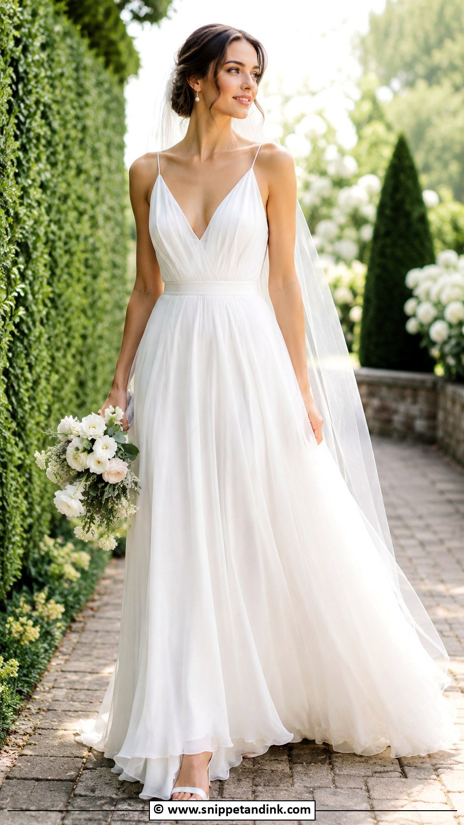 Chiffon A Line Wedding Dress - Snippet and Ink - 30 Flowy Wedding Dress Ideas