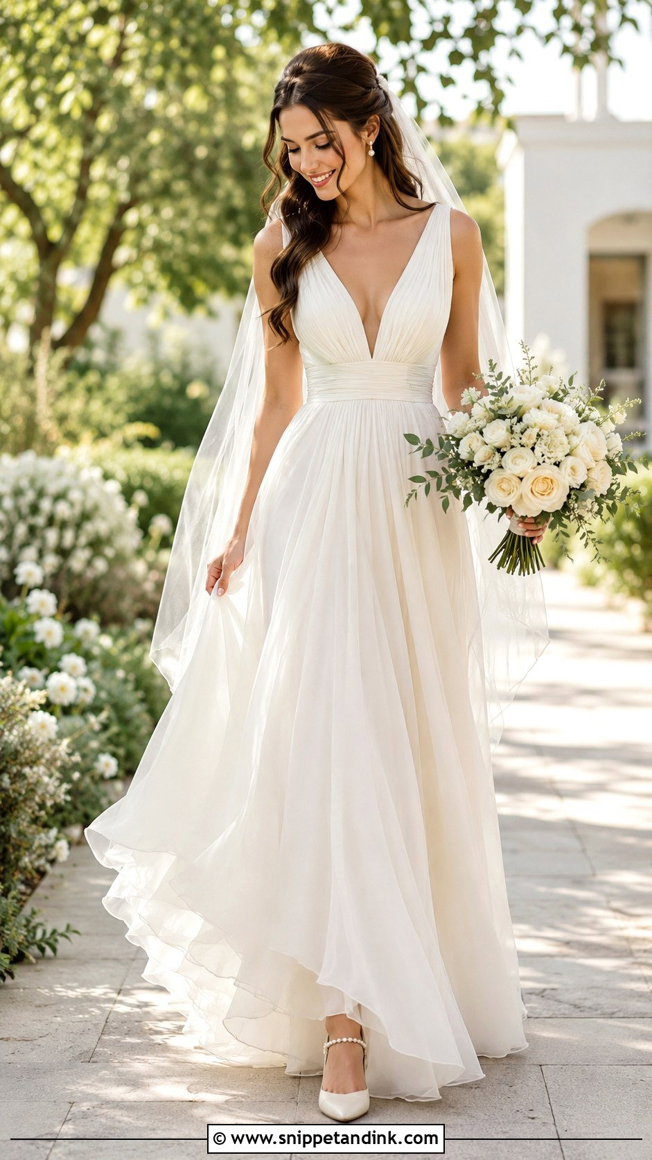 Chiffon A Line Wedding Dress - Snippet and Ink - 25 Ethereal Wedding Dress Goddesses Ideas