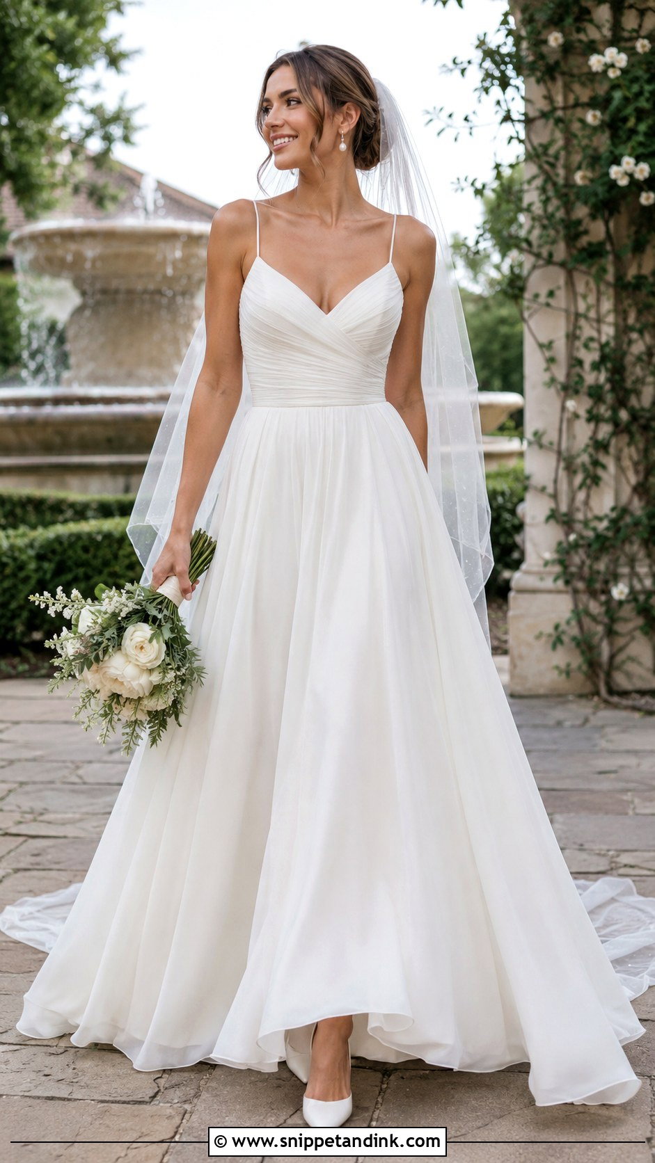 Chiffon A Line Wedding Dress - Snippet and Ink - 30 Chiffon Wedding Dress Ideas
