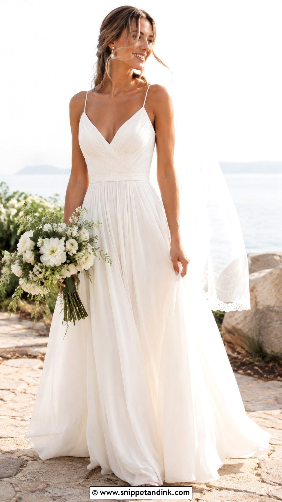 Chiffon A Line Wedding Dress - Snippet and Ink - 25 Classic Timeless Wedding Dress Ideas