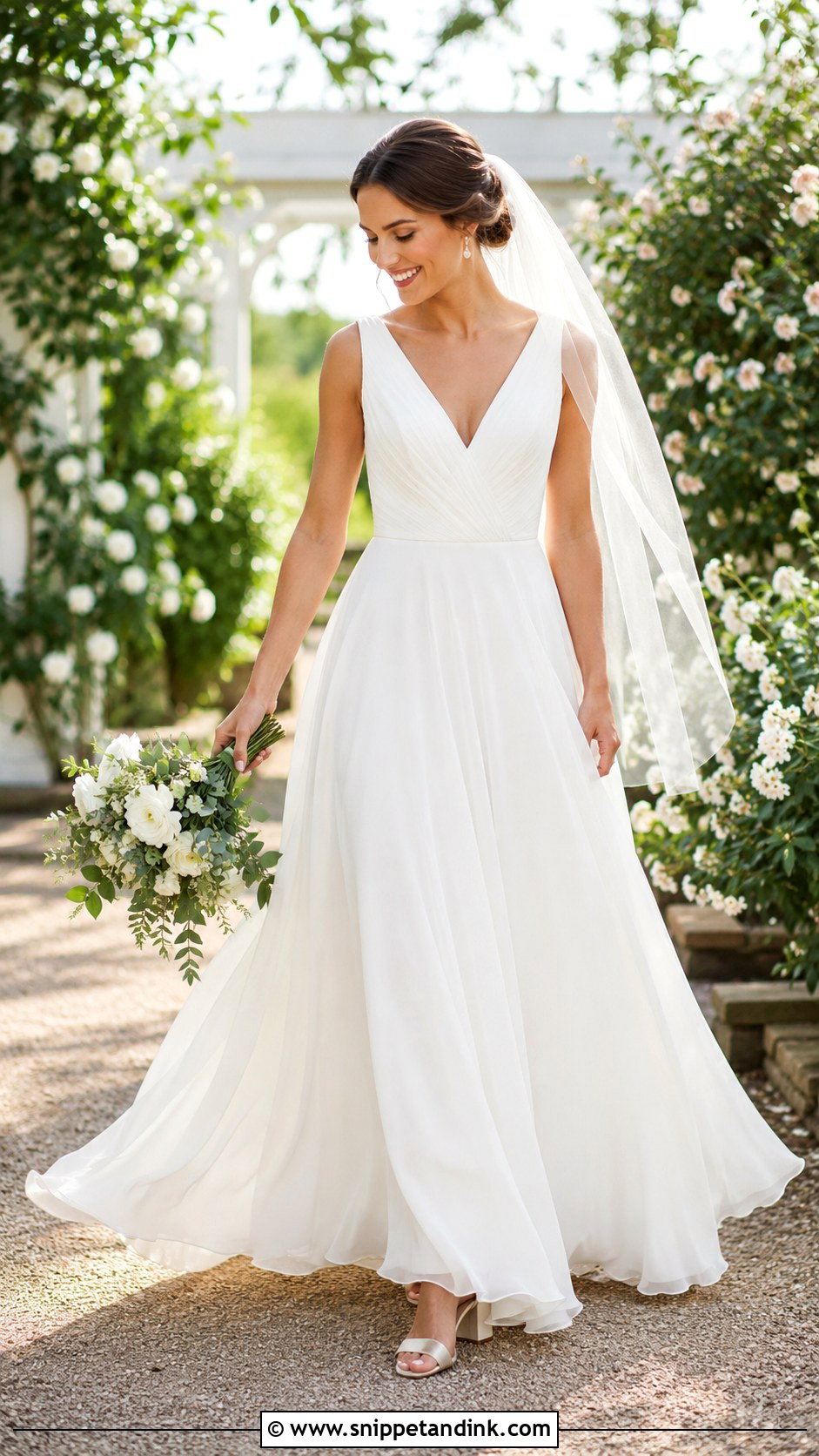 Chiffon A Line Wedding Dress - Snippet and Ink - 25 Classy Elegant Wedding Dresses